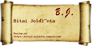 Bitai Jolánta névjegykártya